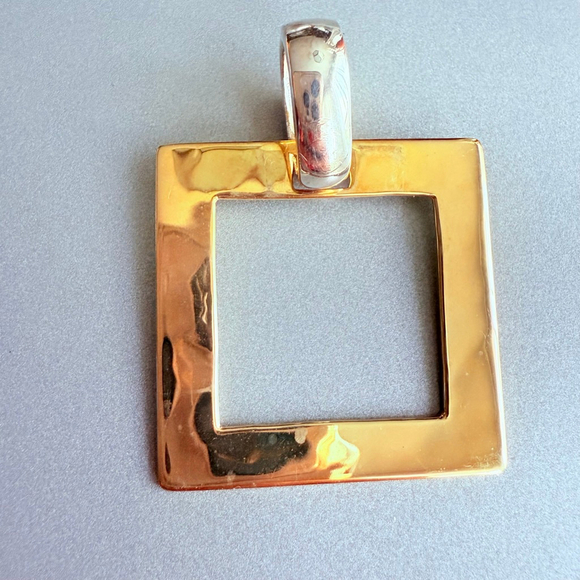 Modernist Robert Lee Morris RLM Nesting Cubes Enhancer Pendant Sterling & Brass - Picture 9 of 12